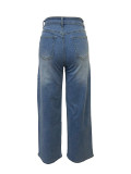 High Waist Irregular Denim Straight Jeans LSD-2824