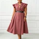 Plus Size Double-Breasted Buttons Midi Dress GCZF-8664