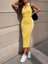 Sleeveless Stripe Patchwork Maxi Dress HNIF-YY044