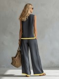 Loose Sleeveless Tops Two Piece Pants Set GWDS-260409