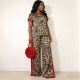 Leopard Print Short Sleeve Tops Wide Leg Pants Suit HNIF-TY031