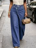 High Waist Irregular Denim Straight Jeans LSD-2824
