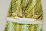 Gradient Print Halterneck Backless Maix Dress GJYO-JD305323