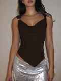 Solid Color Sleeveless Ruched Top LJSF-T6321338X