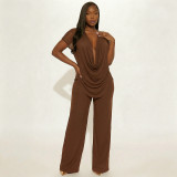 Mesh Deep V Neck Tops Two Piece Pants Set MXBF-J26ST144