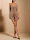 Ruched Solid Color Sling Mini Dress GWDS-260328