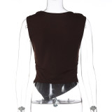 Solid Color Sleeveless Ruched Top LJSF-T6321338X