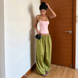 Solid Color Sling Tank Top Loose Pants 2 Piece Set GZJQ-K6S09873A