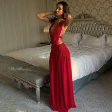 Lace Patchwork Backless Tie Up Maxi Dress LJSF-D6321250X