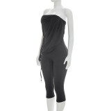 Solid Color Drawstring Tube Top Jumpsuit MXBF-D26JP142