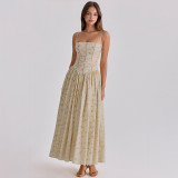 Floral Print Spaghetti-Strap Maxi Dress LJSF-D6421412X