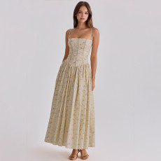 Floral Print Spaghetti-Strap Maxi Dress LJSF-D6421412X