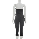 Solid Color Drawstring Tube Top Jumpsuit MXBF-D26JP142