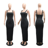 Hot Drill Solid Color Sling Maxi Dress CYA-902264