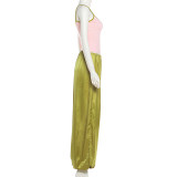 Solid Color Sling Tank Top Loose Pants 2 Piece Set GZJQ-K6S09873A