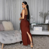 Hot Drill Solid Color Sling Maxi Dress CYA-902264