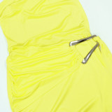 Slingle Shoulder Solid Color Bodycon Dress CYA-902279