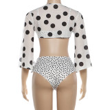 Polka Dots Print See Through Bikinis 3 Piece Swimsuit GZJQ-K6S08889A