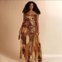 Mesh Patchwork Print Sling Maxi Dress GZJQ-K6D07210A