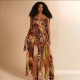 Mesh Patchwork Print Sling Maxi Dress GZJQ-K6D07210A