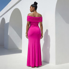 One Shoulder Solid Color Split Maxi Dress CYA-902371