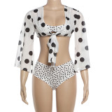 Polka Dots Print See Through Bikinis 3 Piece Swimsuit GZJQ-K6S08889A