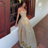 Floral Print Spaghetti-Strap Maxi Dress LJSF-D6421412X