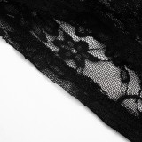 Sexy U Neck Lace See Through Two Piece Shorts Set MXBF-J26ST192