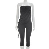 Solid Color Drawstring Tube Top Jumpsuit MXBF-D26JP142