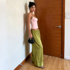 Solid Color Sling Tank Top Loose Pants 2 Piece Set GZJQ-K6S09873A