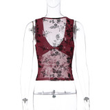 Mesh See Through Patchwork Tops LJSF-T6321251X