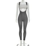 Polka Dots Print Wrap Chest Top+Jumpsuit 2 Piece Set MXBF-J26ST153
