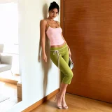 Contrast Color Sling Top Fifth Pants Suit XEF-K6S09860A