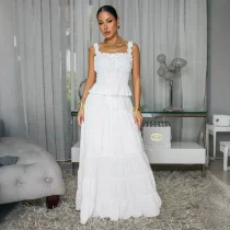 Solid Color Sleeveless Loose Two Piece Skirt Set CYA-902327