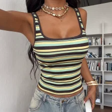Stripe Print Sleeveless Backless Tank Top GZJQ-K6B08319A