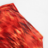 Print Slash Shoulder Ruched Mini Dress GDSF-Q26DS032