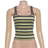 Stripe Print Sleeveless Backless Tank Top GZJQ-K6B08319A