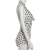 Polka Dots Print Backless Romper XEF-K6Q08488A