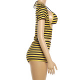 Stripe Tie Up Bikini Beach Three Piece Swimsuit GZJQ-K6S07238A