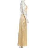 Solid Color Irregular Backless Maxi Dress GYME-K6D02425A