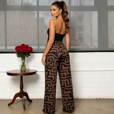 Plus Size Print Casual Straight Pants QMZF-2168