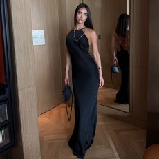 Solid Color Irregular Backless Maxi Dress GYME-K6D02425A