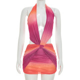 Print Sleeveless Backless Mini Dress GSZM-C26DS173