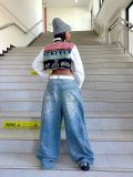 Graffiti-Printed Washed Loose Jeans GYLN-0052