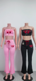 Cherry Print Wrap Chest Top Pants 2 Piece Set XMCS-CS060943