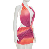 Print Sleeveless Backless Mini Dress GSZM-C26DS173