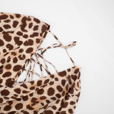 Deep V Neck Print Long Sleeve Mini Dress GSZM-C26DS177