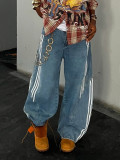 Plus Size Stripe Patchwork Loose Jeans GYLN-0775