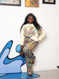 Plus Size Dyeing Printing Loose Jeans GYLN-9455