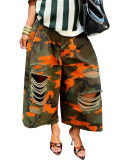 Camouflage Print Loose Holes Jeans ORY-5279